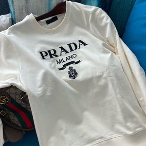 Embroidery Logo Sweater by Italian Luxury brand Prada Unisex Size XL with tags.